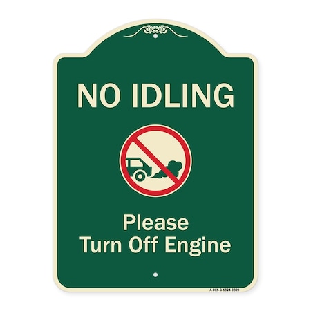 Signmission Designer Series-No Idling Please Turn Off Engine With Graphic, 24" x 18", G-1824-9829 A-DES-G-1824-9829